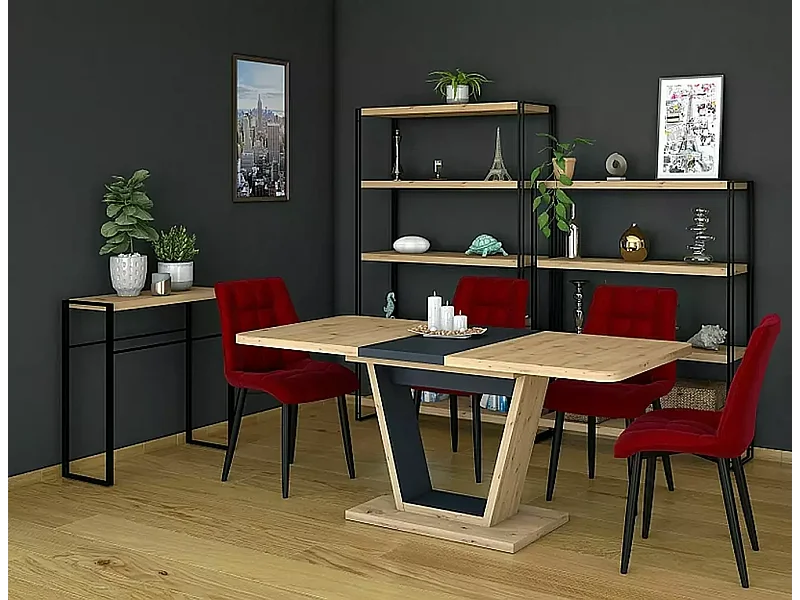 Tavolo da pranzo Nigel (80x120-160)/Marrone&Antracite