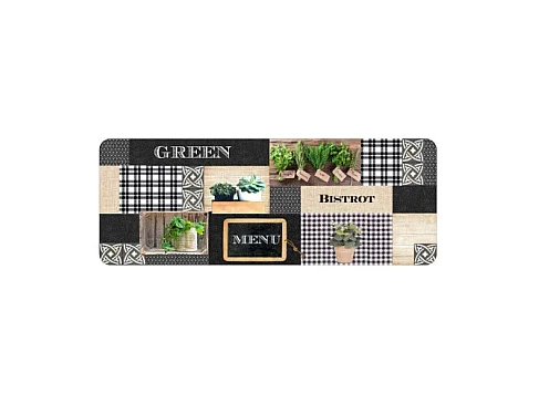 Tapis de Cuisine Mousse "Green Bistrot" 45x120cm Multicolore