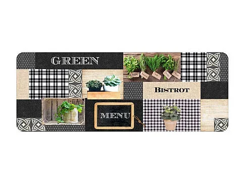 Tapis de Cuisine Mousse "Green Bistrot" 45x120cm Multicolore