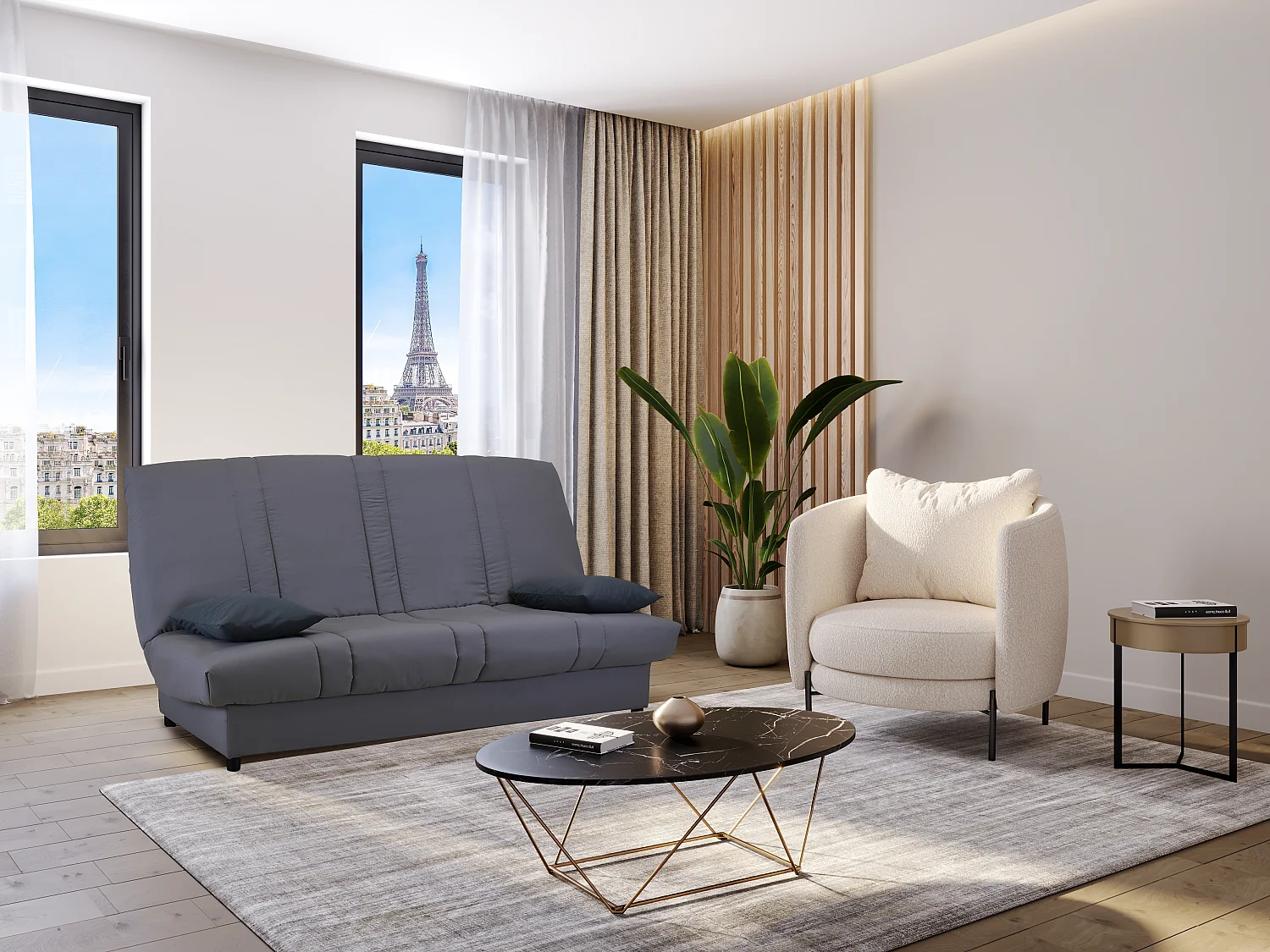 Schlafsofa Klappsofa - Stoff - Grau - FARWEST III