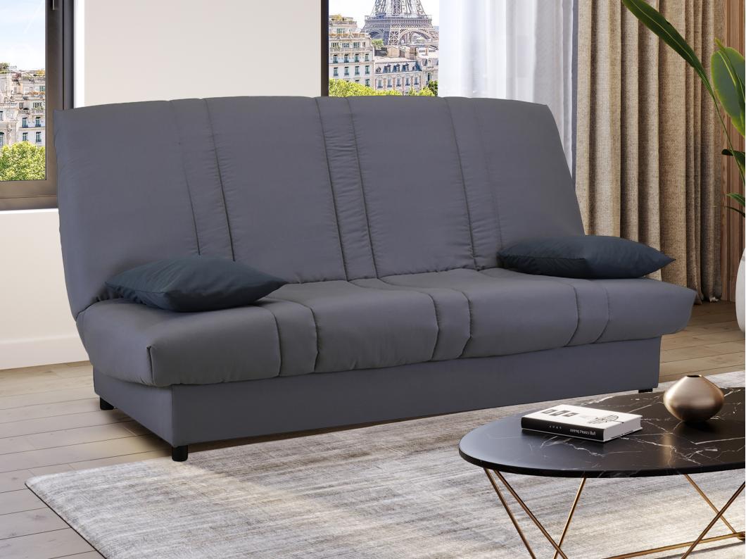 Canapé convertible clic-clac en tissu gris FARWEST III