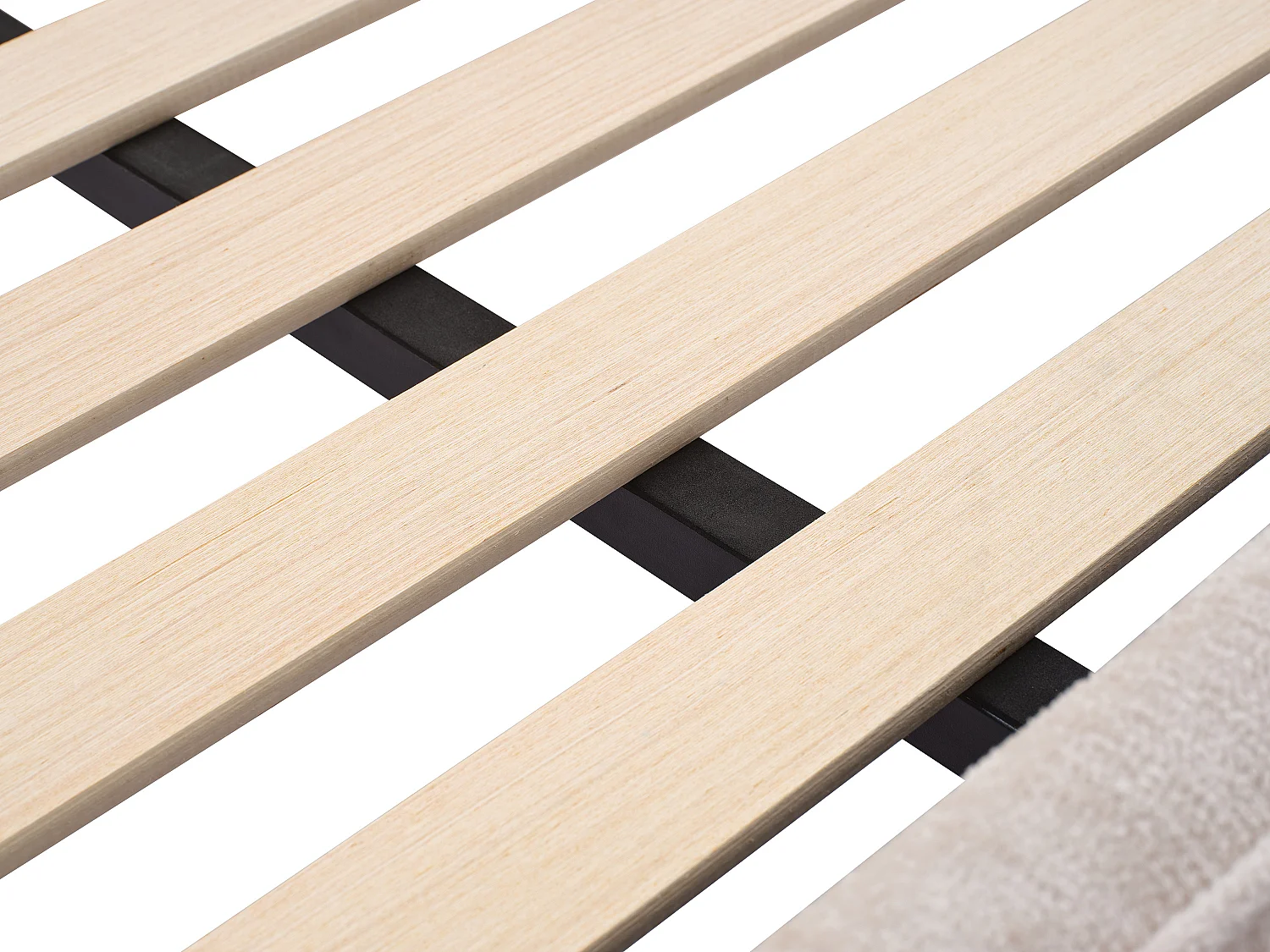 Bed 180 x 200 cm met ingekeept hoofdbord - Boucléstof - Beige + matras - LARUMO van Maison Céphy