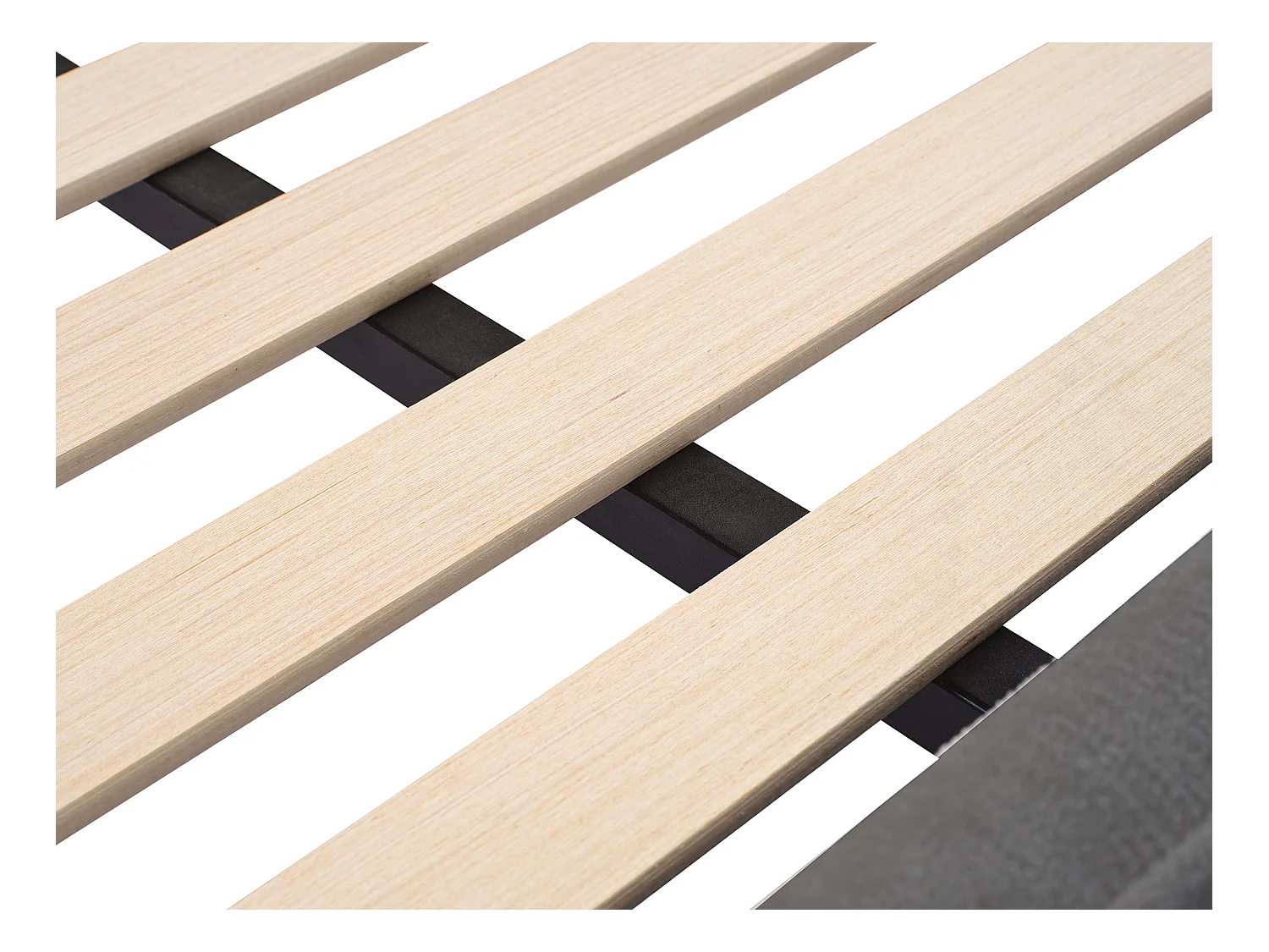 Bett 140 x 200 cm mit geschwungenem Kopfteil + Matratze - Bouclé-Stoff - Grau - LARUMO von Maison Céphy