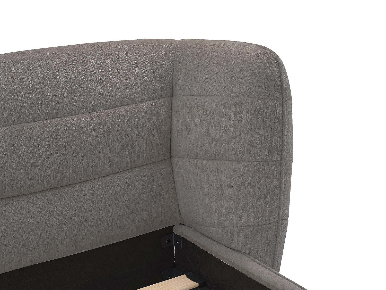 Lit 140 x 200 cm avec tête de lit incurvée - Tissu bouclette - Gris + Matelas - LARUMO de Maison Céphy