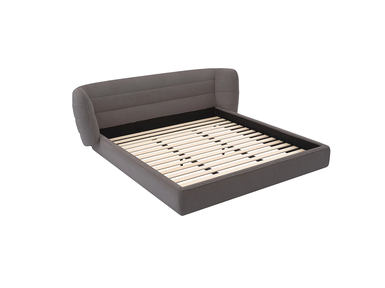 Łóżko 160 x 200 cm z zagłówkiem z bocznymi panelami - Bukla - Szary + Materac - LARUMO marki Maison Céphy