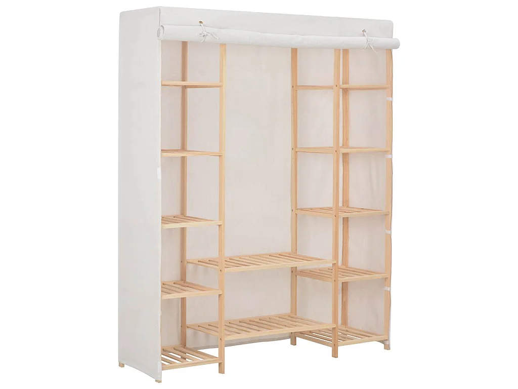 Garde-robe Blanc 135 x 40 x 170 cm Tissu