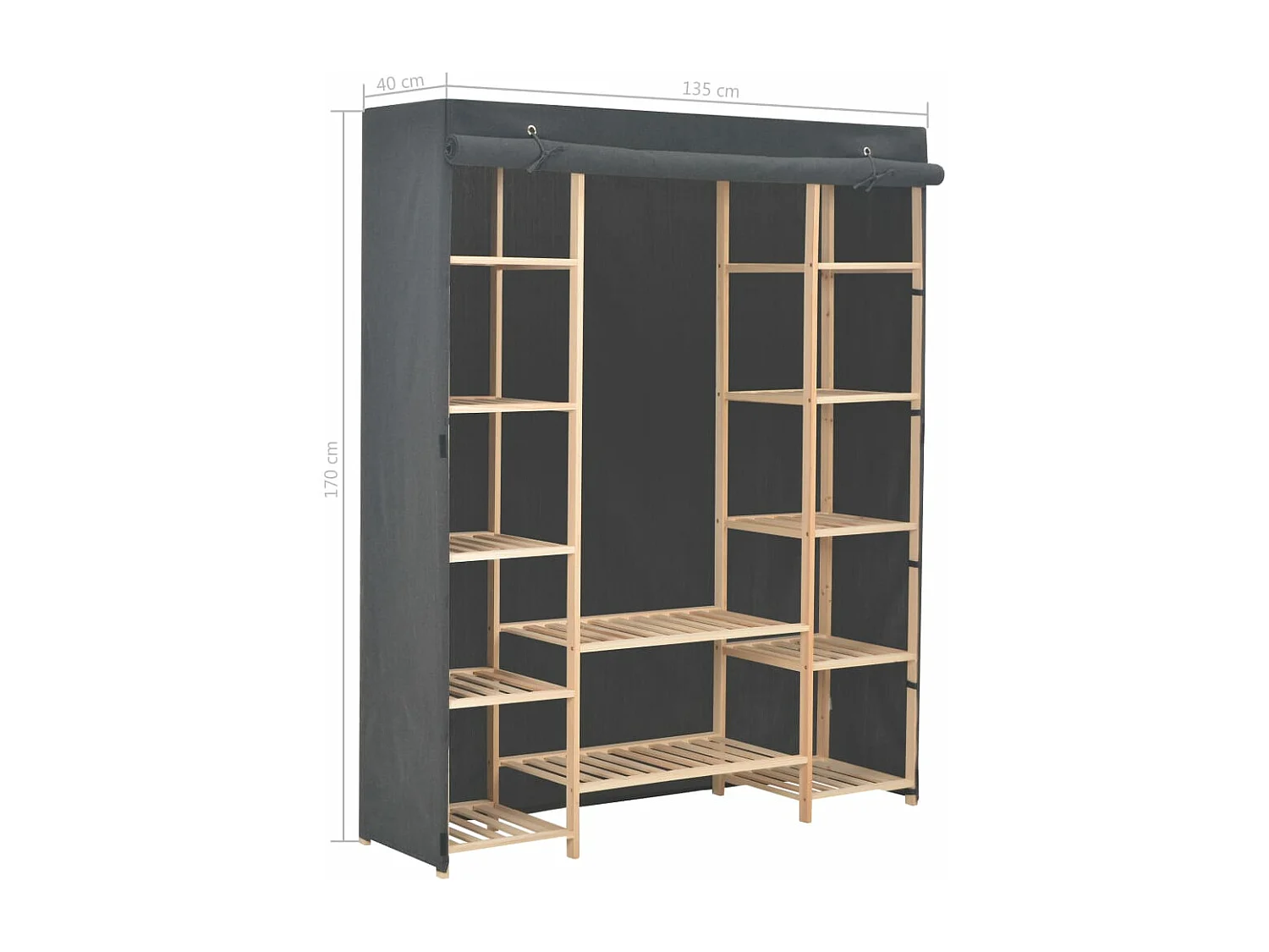 Kleiderschrank Grau 135 x 40 x 170 cm Stoff