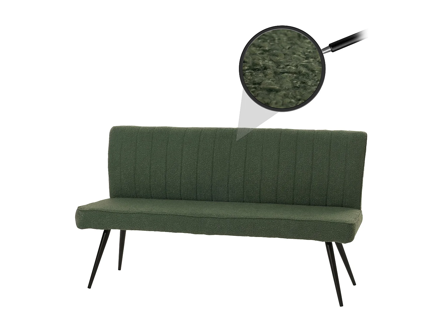 Panca MCW-K16, panca per sala da pranzo imbottita, schienale stoffa/tessuto bouclè metallo 160cm ~ verde