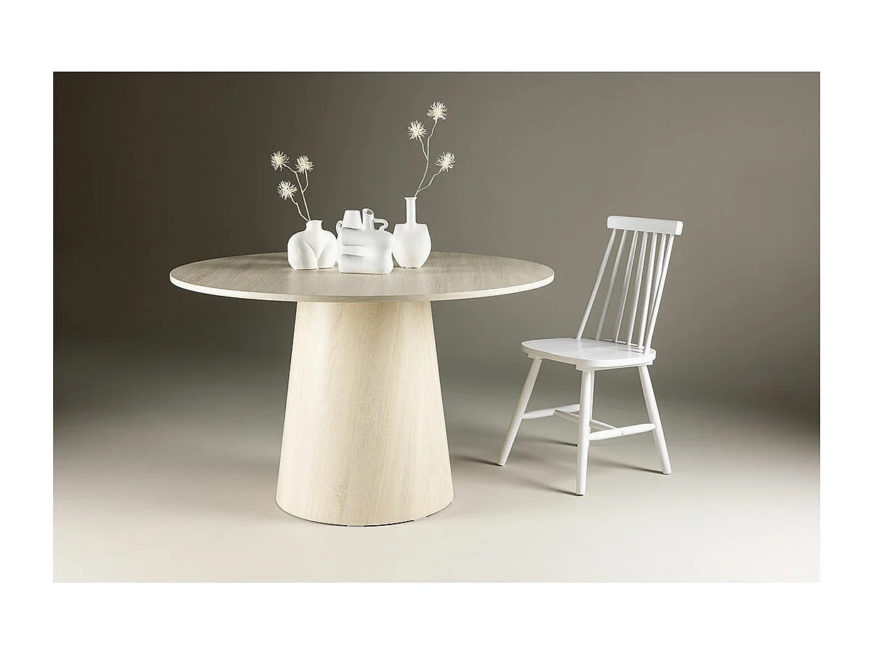 Lanzo eetkamertafel Ø120 cm whitewash.