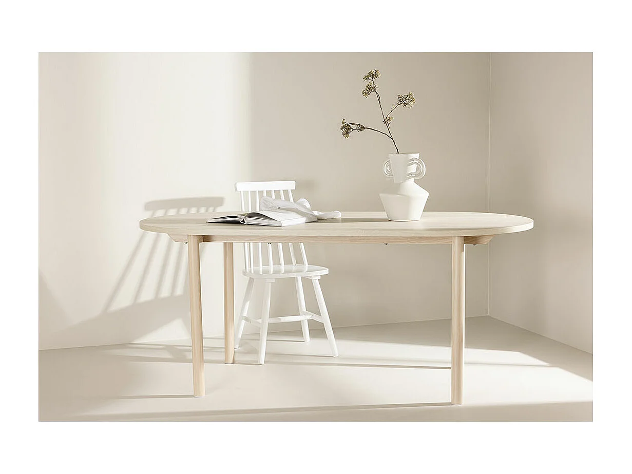 Andy Esstisch oval 90x180 cm whitewash.