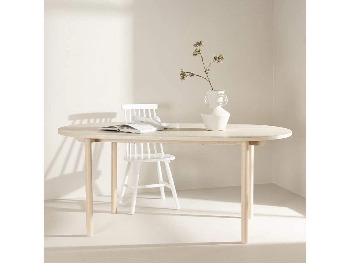 Andy Esstisch oval 90x180 cm whitewash.