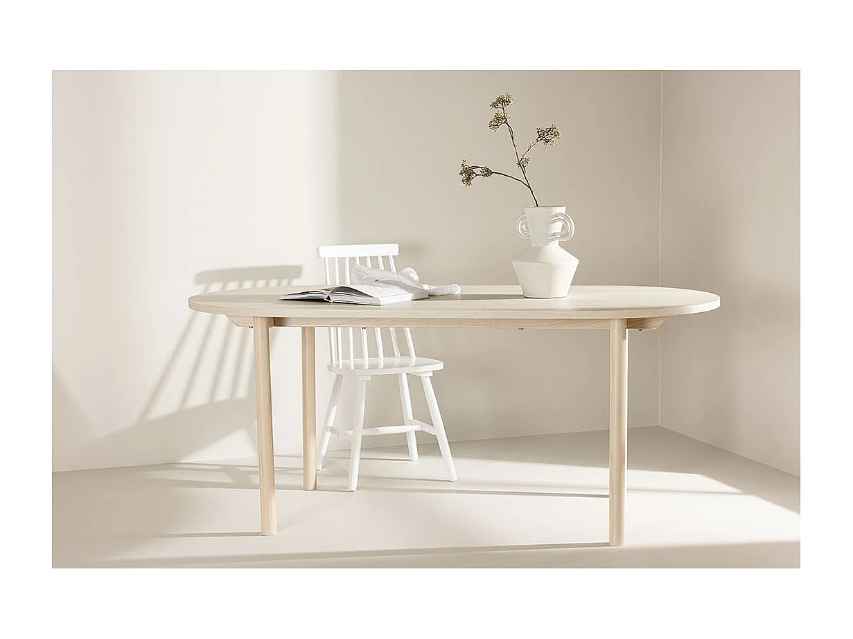 Andy eetkamertafel ovaal 90x180 cm whitewash.