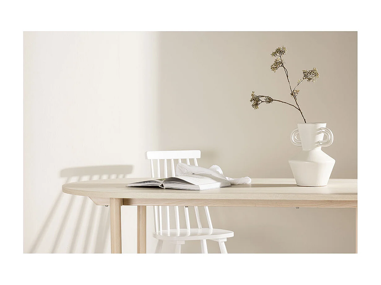 Andy eetkamertafel ovaal 90x180 cm whitewash.