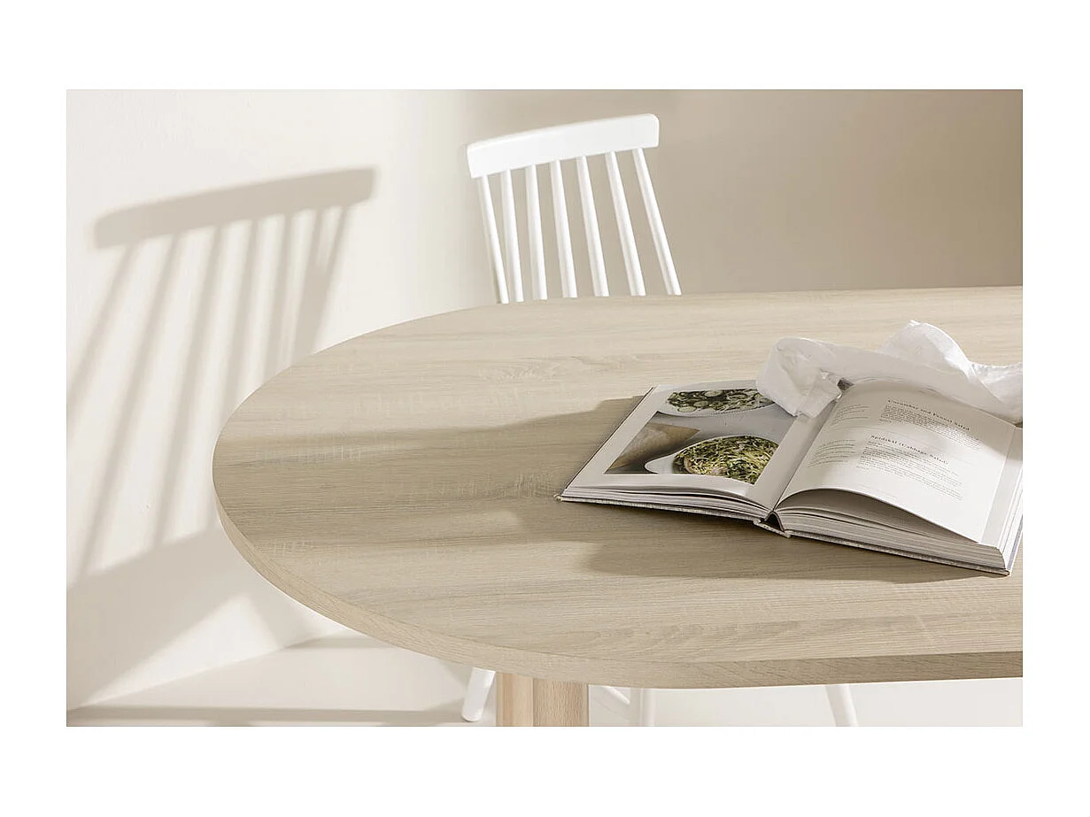 Andy eetkamertafel ovaal 90x180 cm whitewash.