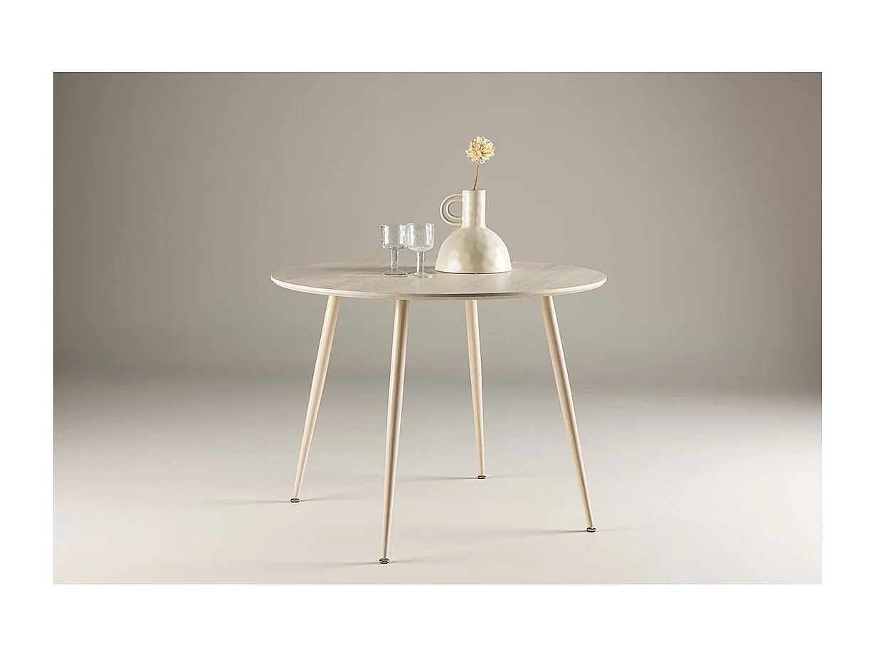 Plaza table de salle à manger Ø100 cm whitewash.