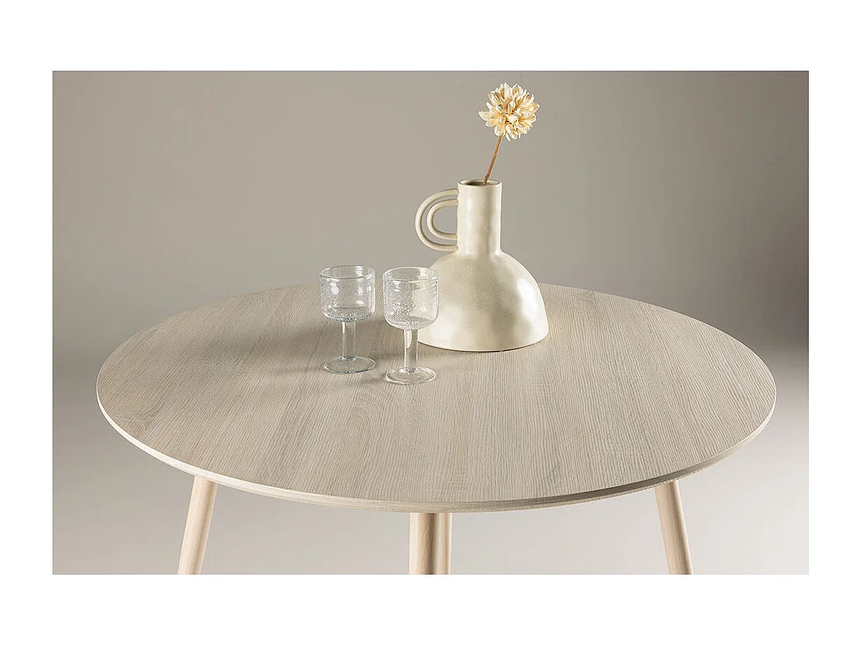Plaza table de salle à manger Ø100 cm whitewash.