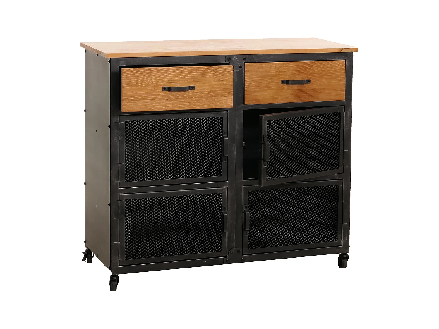 Commode MCW-N28,  noir, naturel