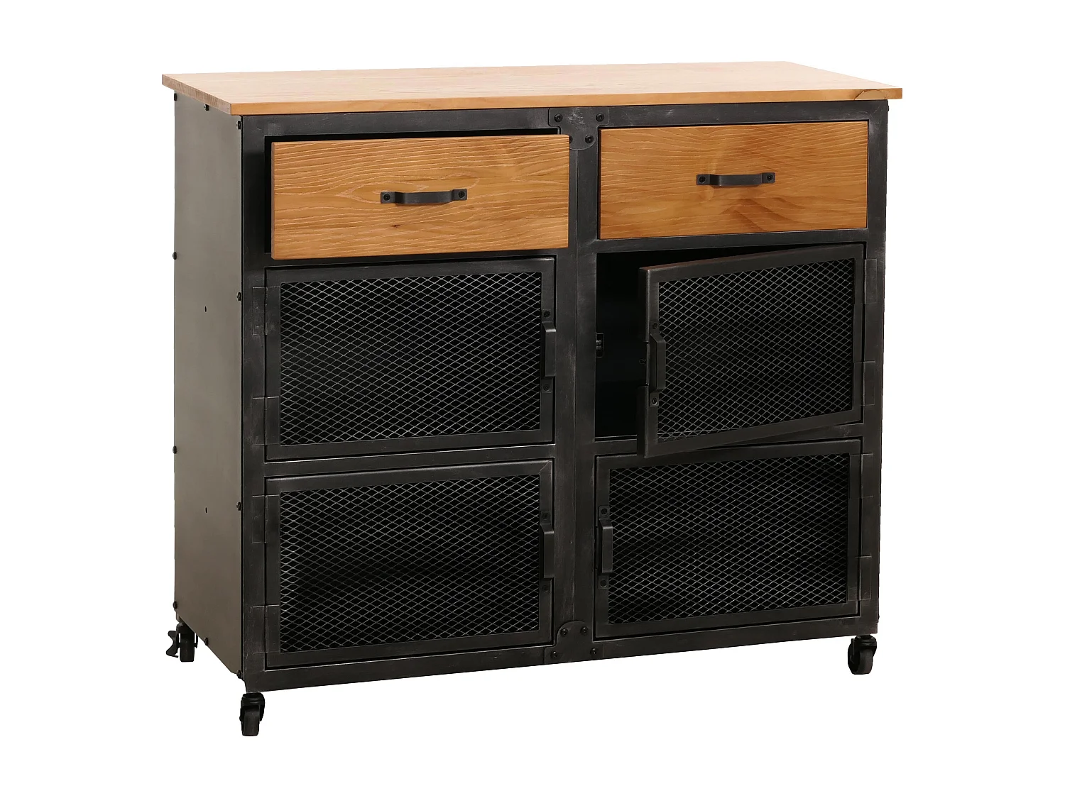 Commode MCW-N28,  noir, naturel