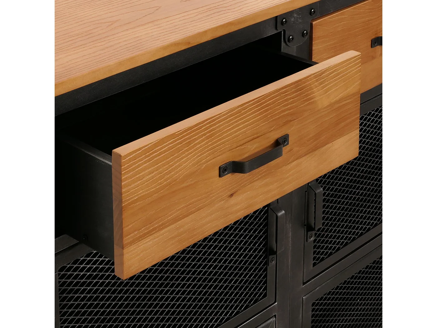 Commode MCW-N28,  noir, naturel