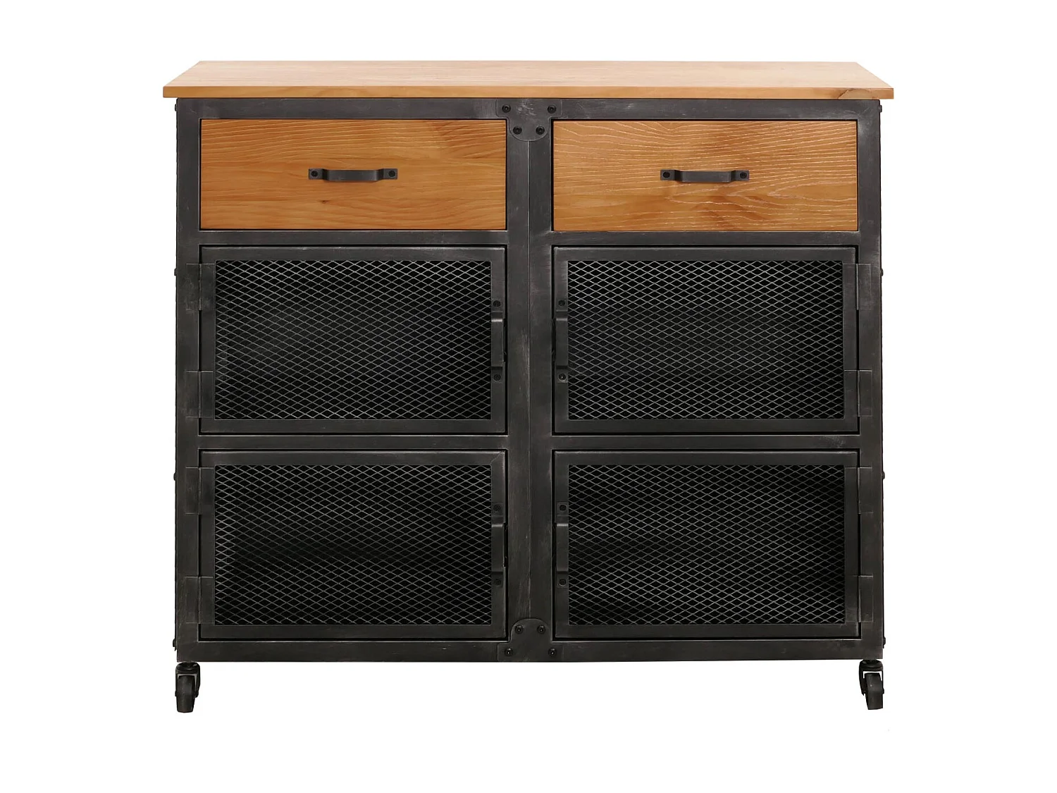 Commode MCW-N28,  noir, naturel