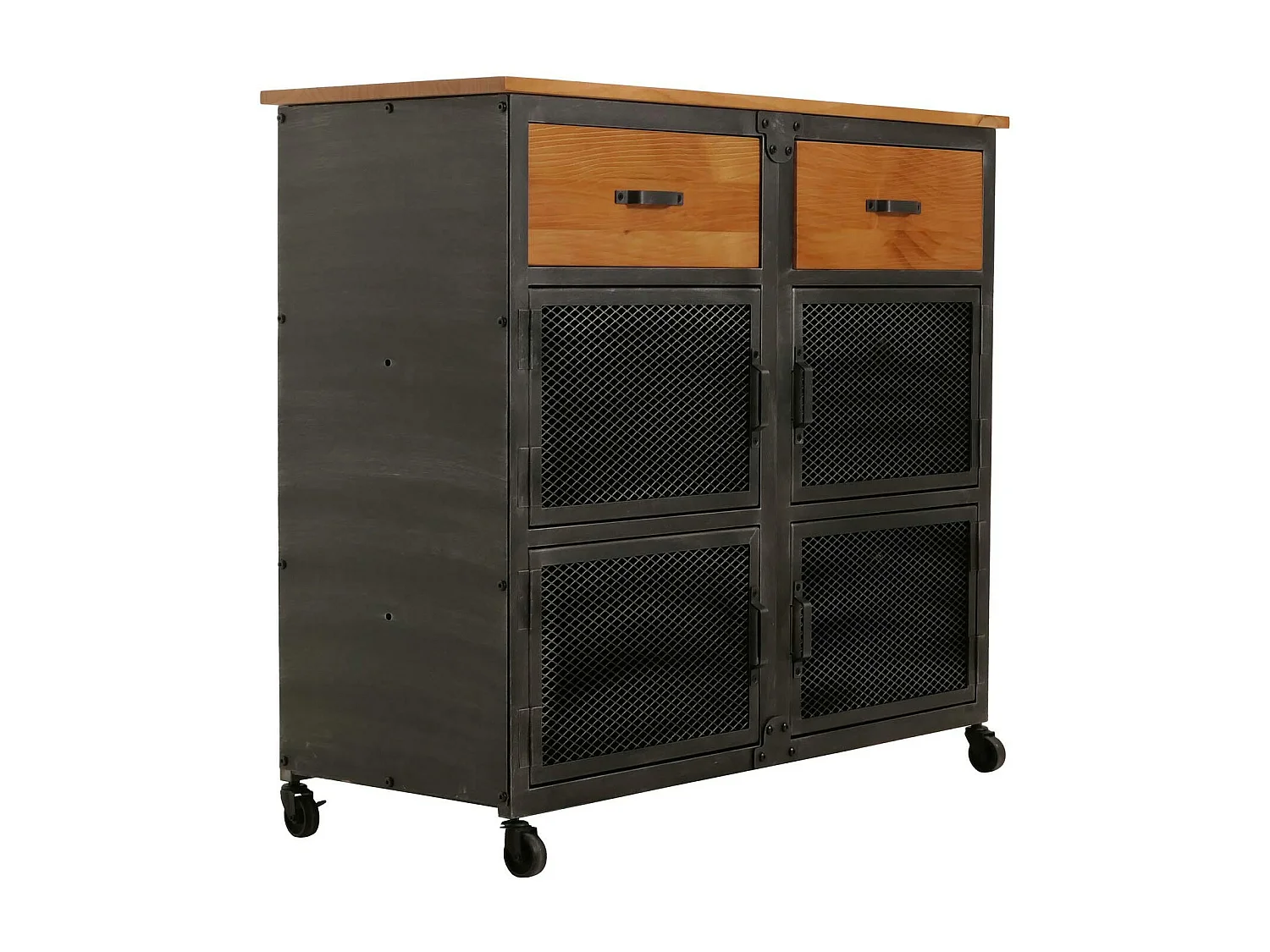 Commode MCW-N28,  noir, naturel