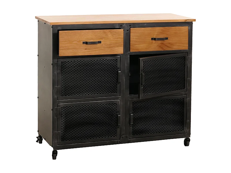 Commode MCW-N28,  noir, naturel