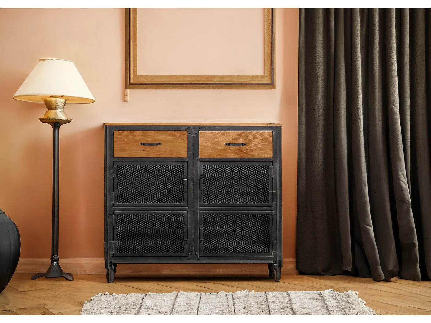 Commode MCW-N28,  zwart, bruin