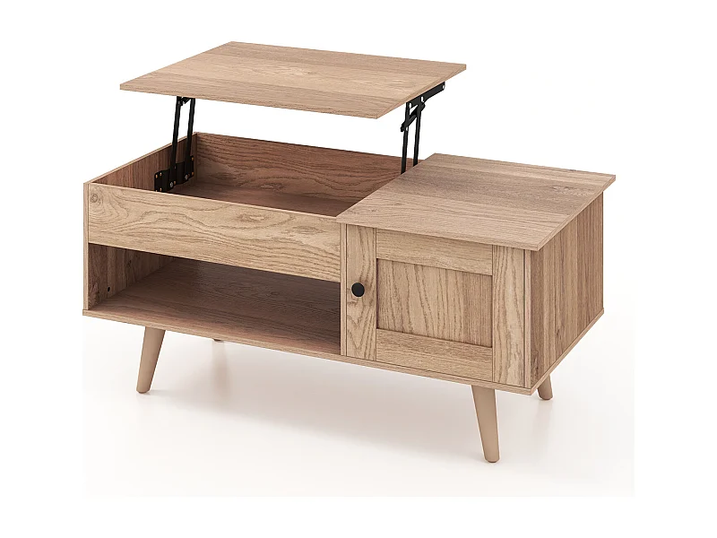 Table Basse Relevable avec Rangemen (Naturel)