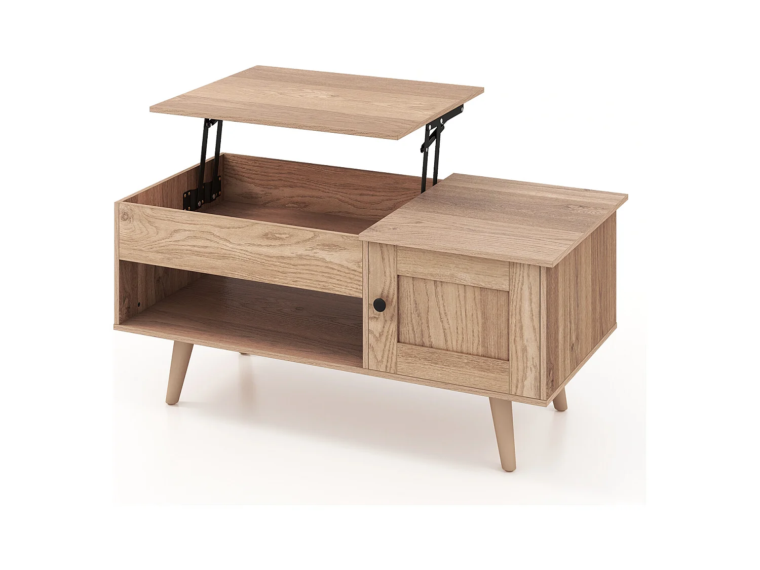 Table Basse Relevable avec Rangemen (Naturel)