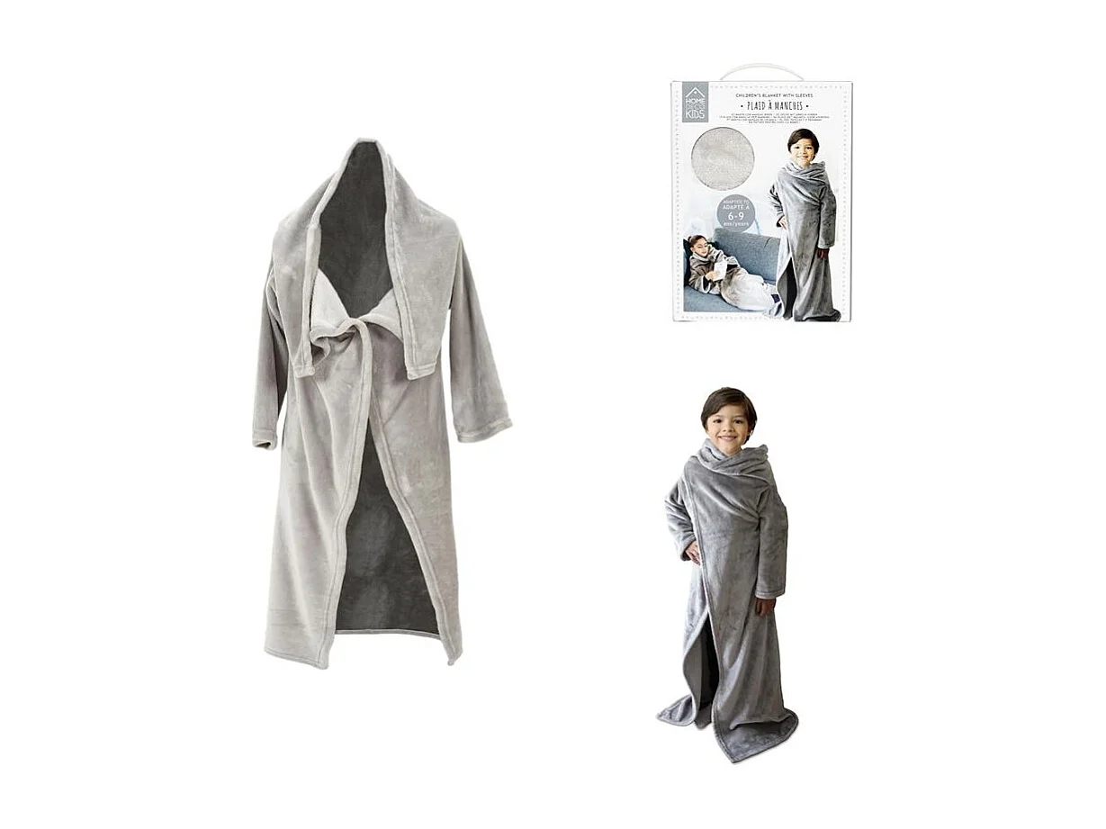 Plaid A Manches Enfant Gris 140x100cm Gris