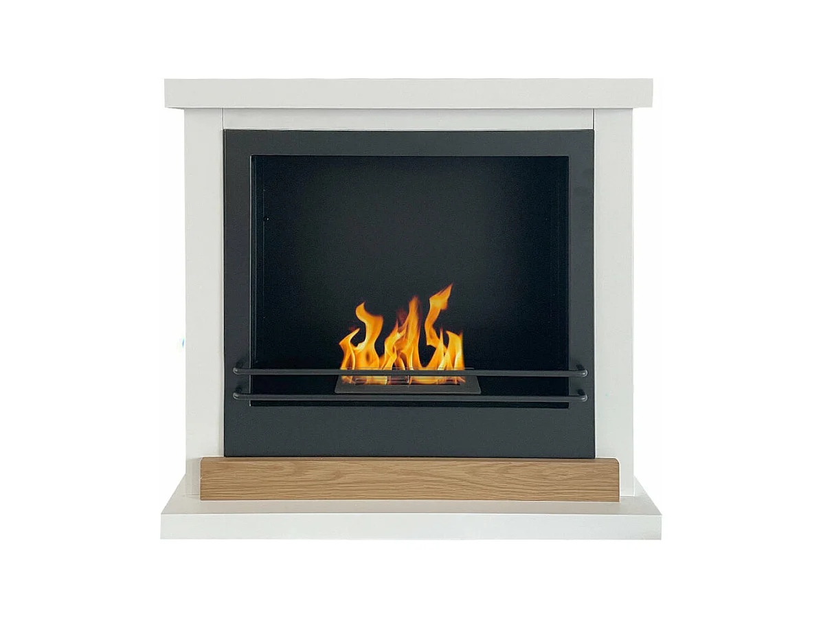 Cheminée au bioéthanol Stockholm cheminée bio au sol en bois blanc L75xP24xH68 cm