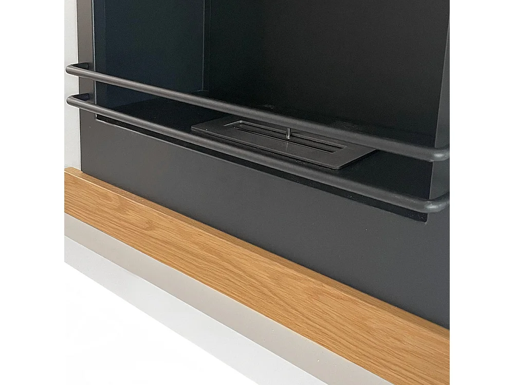 Cheminée au bioéthanol Stockholm cheminée bio au sol en bois blanc L75xP24xH68 cm