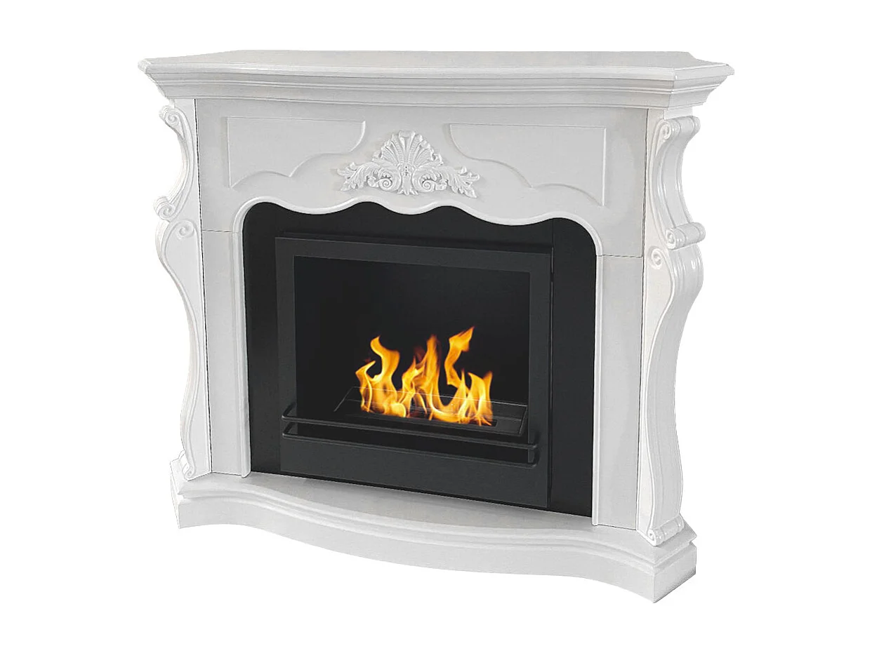 Cheminée bioéthanol Paris cheminée bio au sol en bois blanc L123xP39xH100