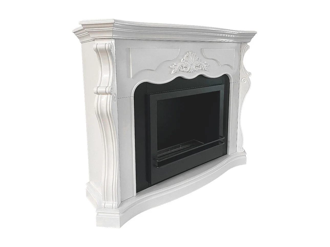 Cheminée bioéthanol Paris cheminée bio au sol en bois blanc L123xP39xH100