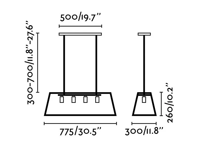 ROSE 4L Czarna lampa wisząca teleskopowa
