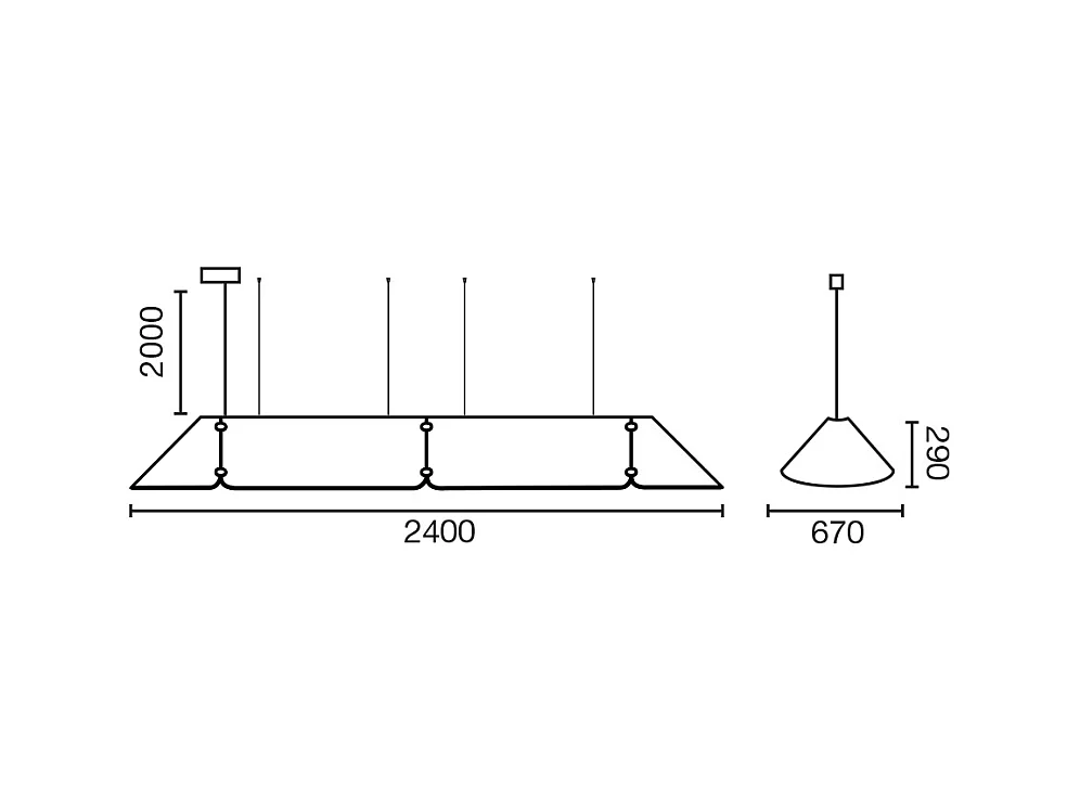 FONOVIA 2400 Graue Hängeleuchte 50W 3000K
