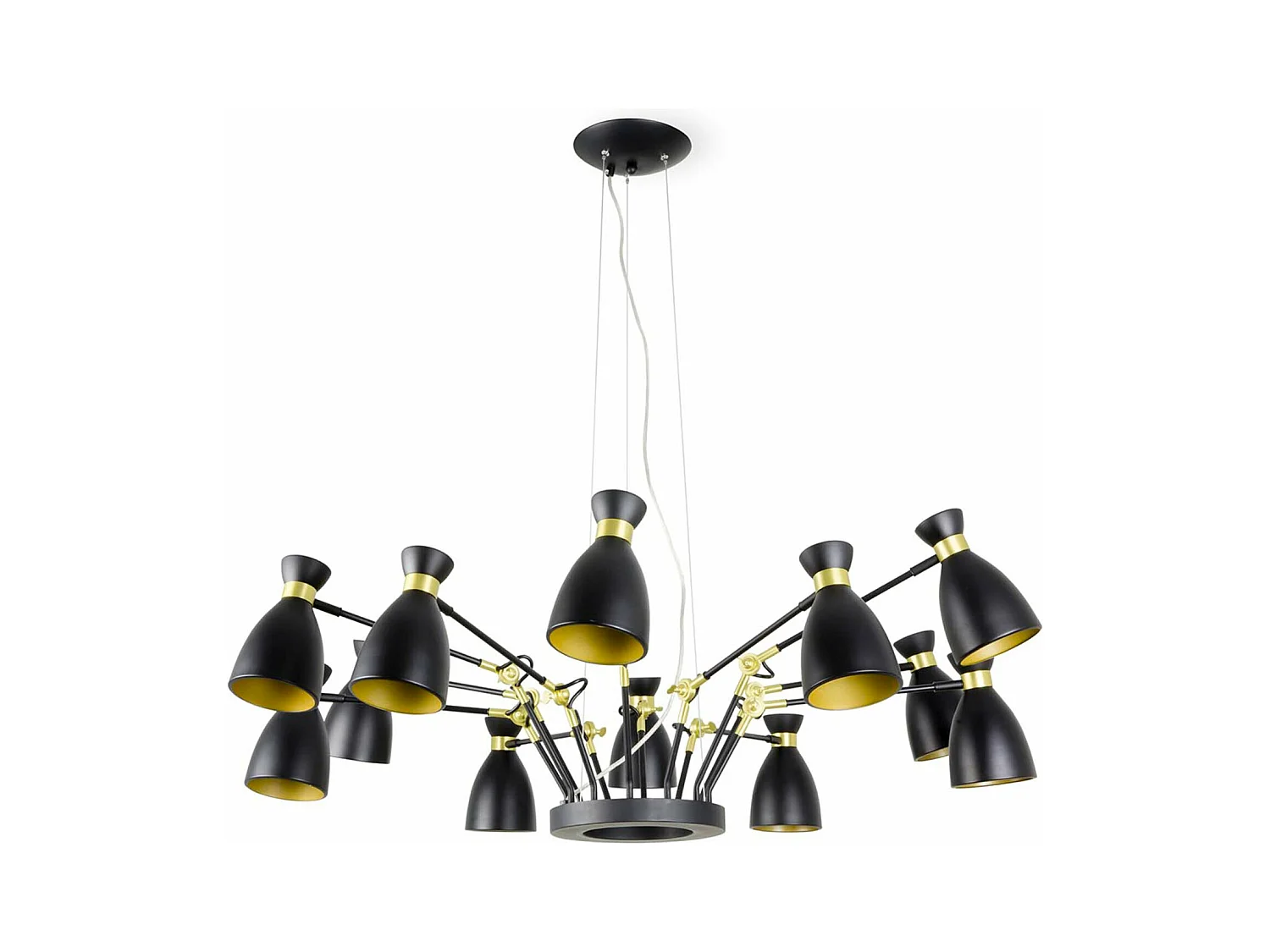 Lampe à suspension RETRO 12L Noir et or satiné