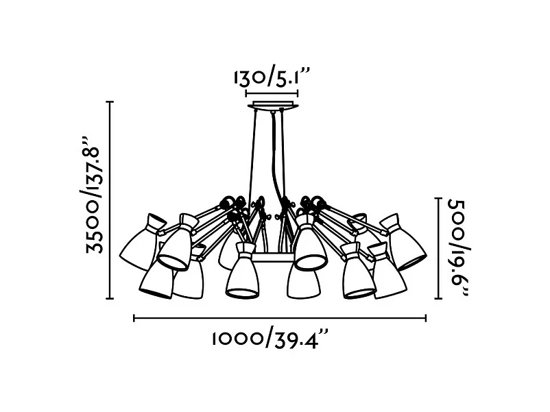 RETRO 12L Zwart en satijngouden hanglamp