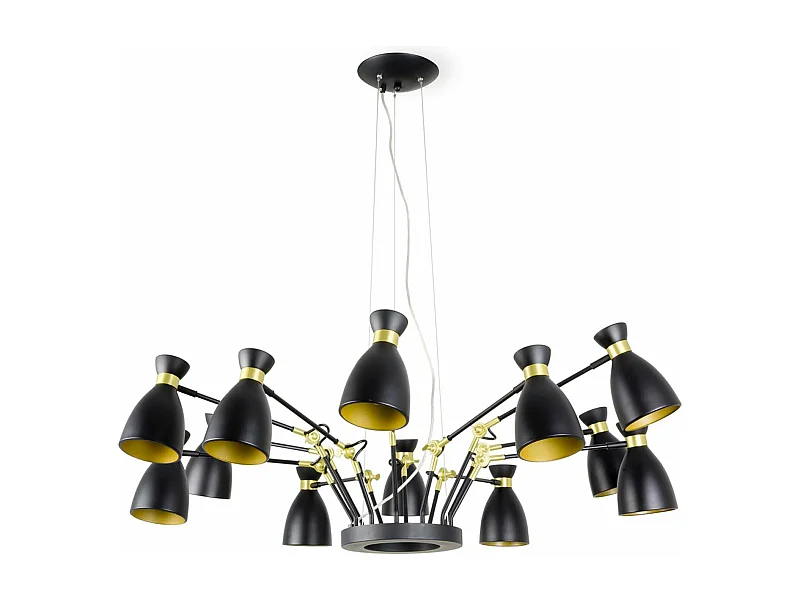 Lampe à suspension RETRO 12L Noir et or satiné