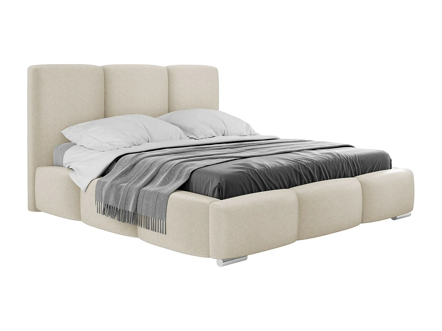 Cama Comfivo 383, Casal, Castanho claro, Tecido, Estrados de cama