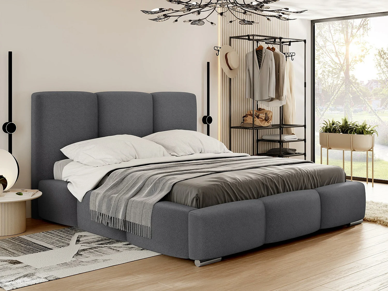 Cama Comfivo 383, Doble, Gris, 180x200, Tapiz, Somieres, 200x222x112cm