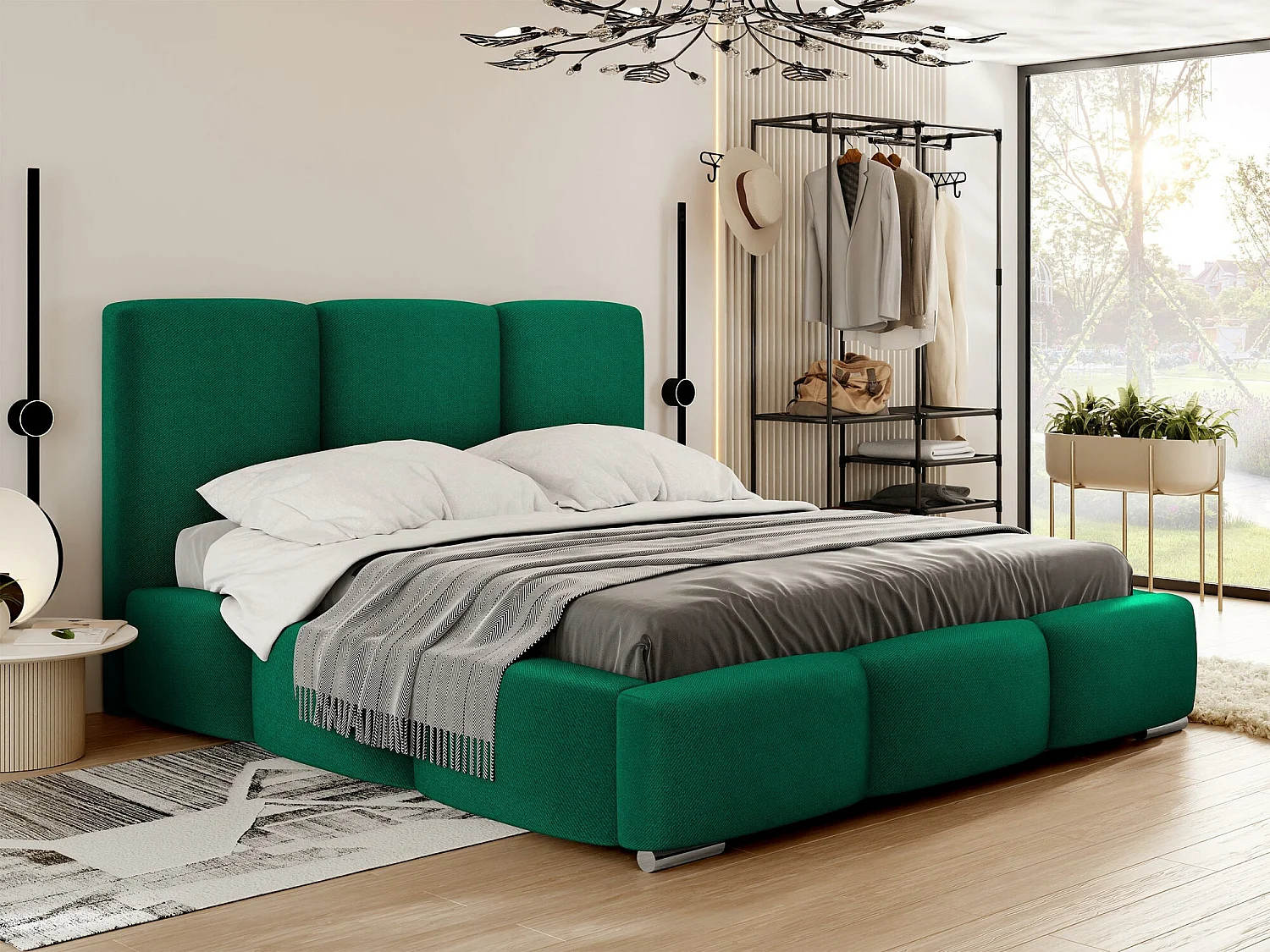 Lit Comfivo 383, Double, Vert, 140x200, Tissu, Disponible, 160x222x112cm