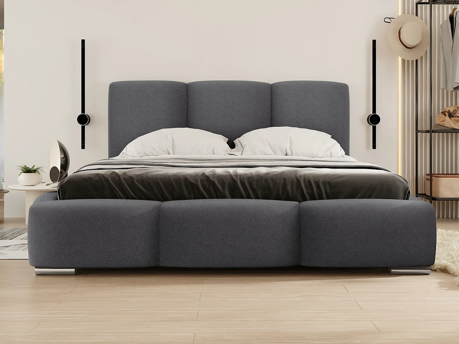 Cama Comfivo 383, Doble, Gris, 160x200, Tapiz, Somieres, 180x222x112cm