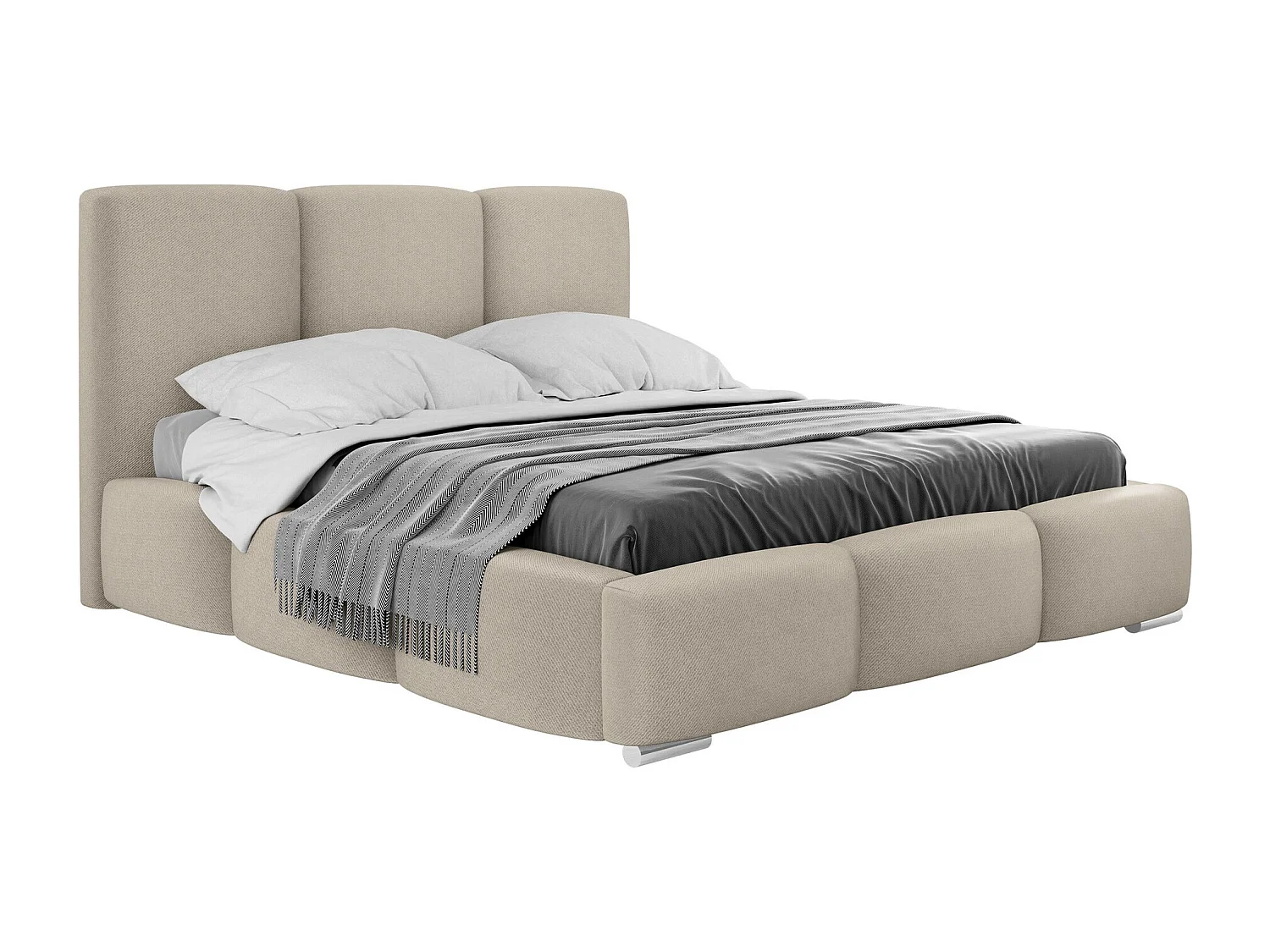 Lit Comfivo 383, Double, Brun clair, 180x200, Tissu, Disponible, 200x222x112cm