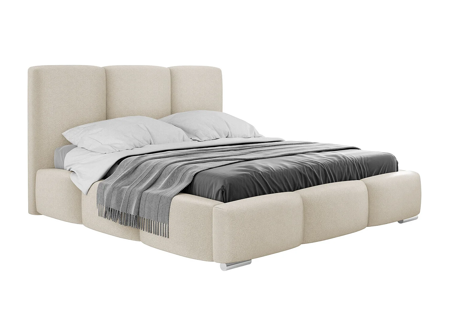 Cama Comfivo 383, Casal, Castanho claro, Tecido, Estrados de cama