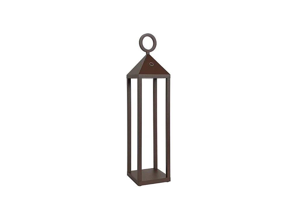 Lanterne Pic Nic LED moderne 2,2 W IP54 rechargeable et dimmable h. Corten de 47 cm