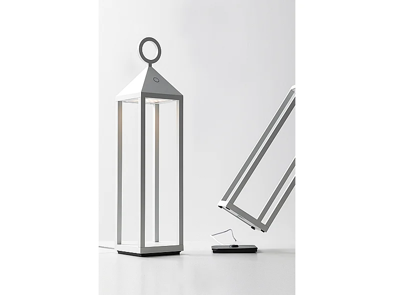 Nowoczesna lampa piknikowa LED 2,2W IP54 akumulatorowa i ściemnialna wys. 67cm biała