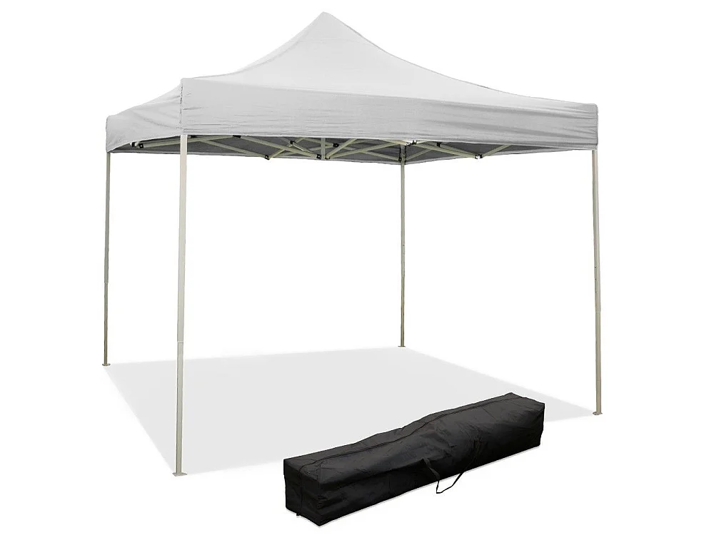 Gazébo pliant pliant 2X2 Blanc recouvert de PVC imperméable