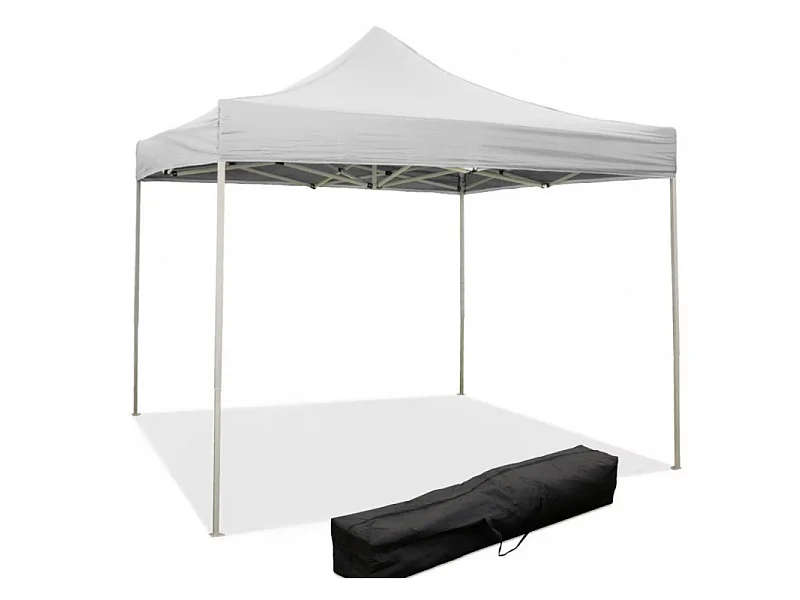 Gazébo pliant pliant 2X2 Blanc recouvert de PVC imperméable
