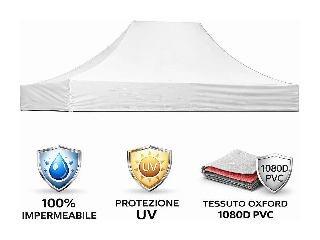 Gazébo pliant pliant 3x2 Blanc recouvert de PVC imperméable
